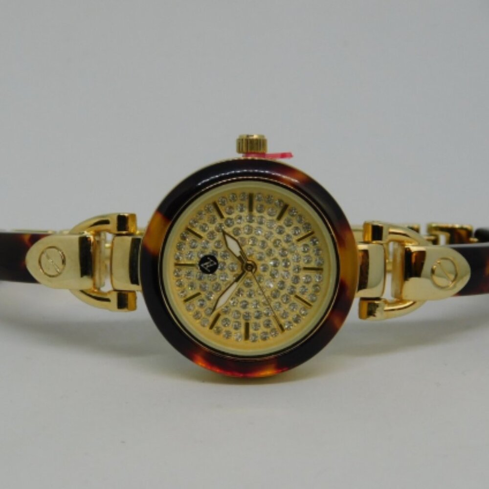 NWOT Beautiful Adrienne Vittadini Woman's Watch 8" Two-toned Gold/Tortoiseshell